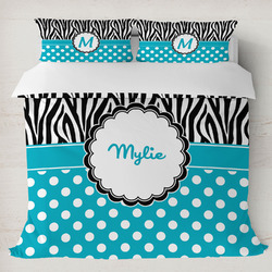 Dots & Zebra Duvet Cover Set - King (Personalized)