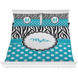 Dots & Zebra Comforter Set - King (Personalized)