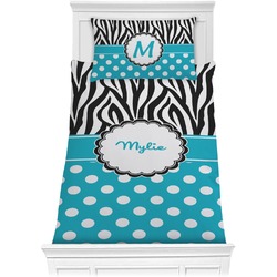 Dots & Zebra Comforter Set - Twin (Personalized)