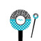 Dots & Zebra 4" Round Plastic Food Picks - Black - Single Sided (Personalized)