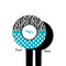 Dots & Zebra Black Plastic 4" Food Pick - Round - Single Sided - Front & Back