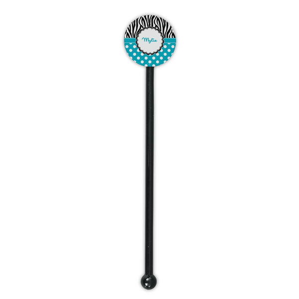 Dots & Zebra Black Plastic 5.5" Stir Stick - Round - Single Stick