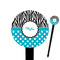 Dots & Zebra 6" Round Plastic Food Picks - Black - Single Sided (Personalized)