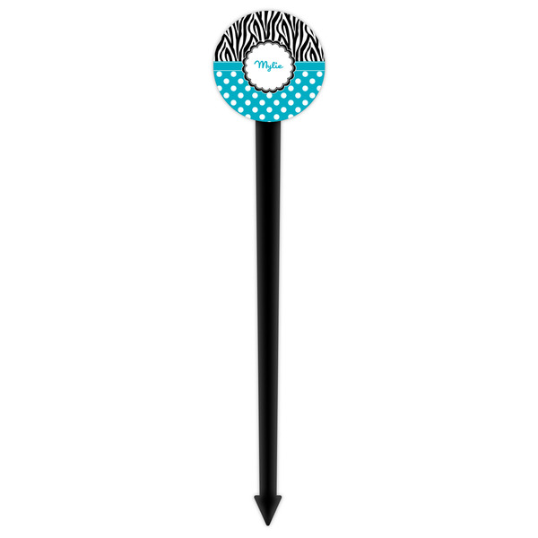 Dots & Zebra Black Plastic 6" Food Pick - Round - Single Pick