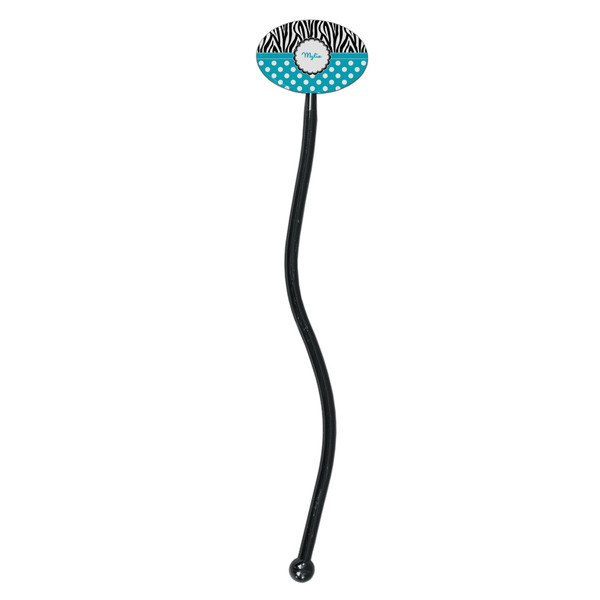 Dots & Zebra Black Plastic 7" Stir Stick - Oval - Single Stick