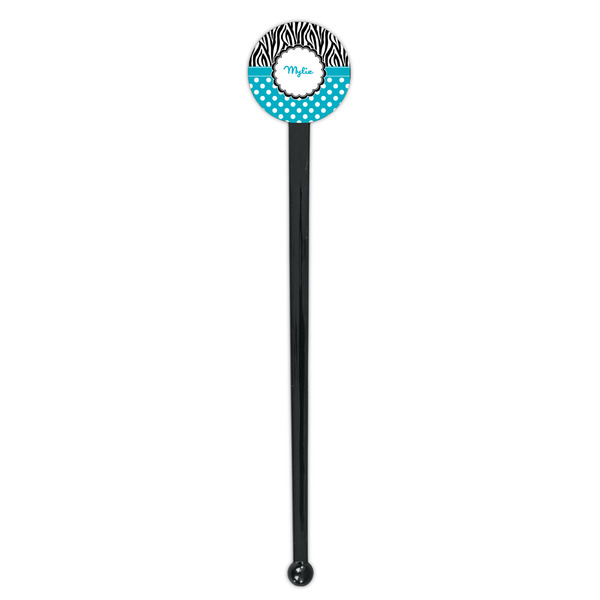 Dots & Zebra Black Plastic 7" Stir Stick - Round - Single Stick