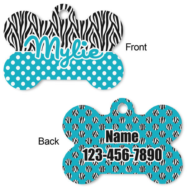 Dots & Zebra Bone Shaped Dog ID Tag - Large - Approval