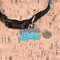 Dots & Zebra Bone Shaped Dog ID Tag - Small - In Context