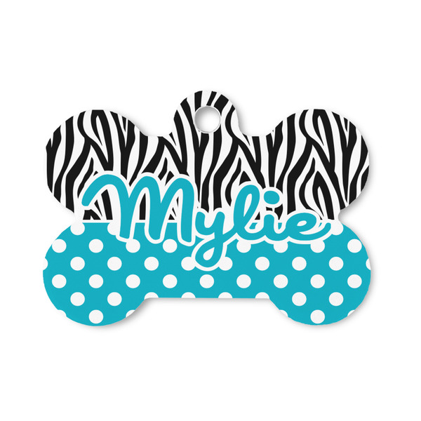 Custom Dots & Zebra Bone Shaped Dog ID Tag - Small (Personalized)