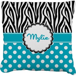 Dots & Zebra Faux-Linen Throw Pillow 18" (Personalized)