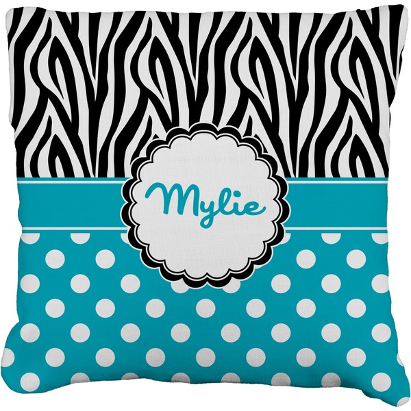 Custom Dots & Zebra Faux-Linen Throw Pillow 18" (Personalized)