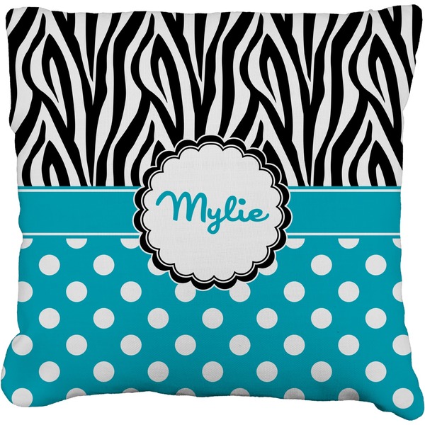 Custom Dots & Zebra Faux-Linen Throw Pillow 20" (Personalized)