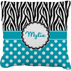 Dots & Zebra Faux-Linen Throw Pillow (Personalized)