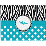 Dots & Zebra Woven Fabric Placemat - Twill w/ Name or Text
