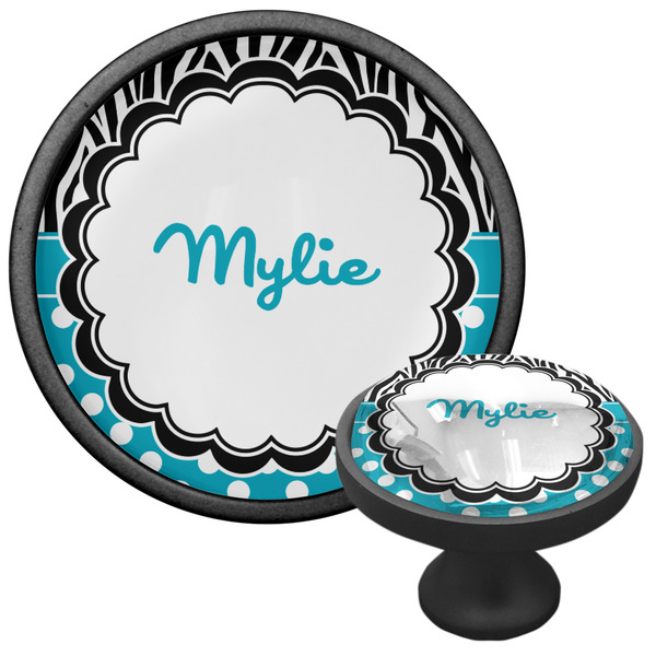 Dots & Zebra Cabinet Knob - Black - Multi Angle