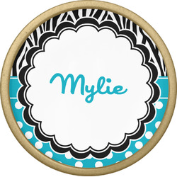 Dots & Zebra Cabinet Knob - Gold (Personalized)
