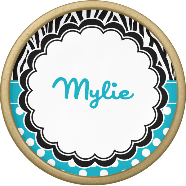 Dots & Zebra Cabinet Knob - Gold - Front