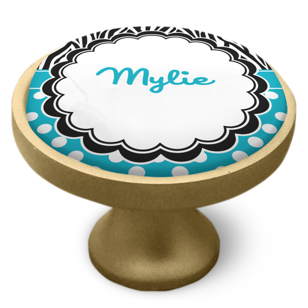 Dots & Zebra Cabinet Knob - Gold - Side