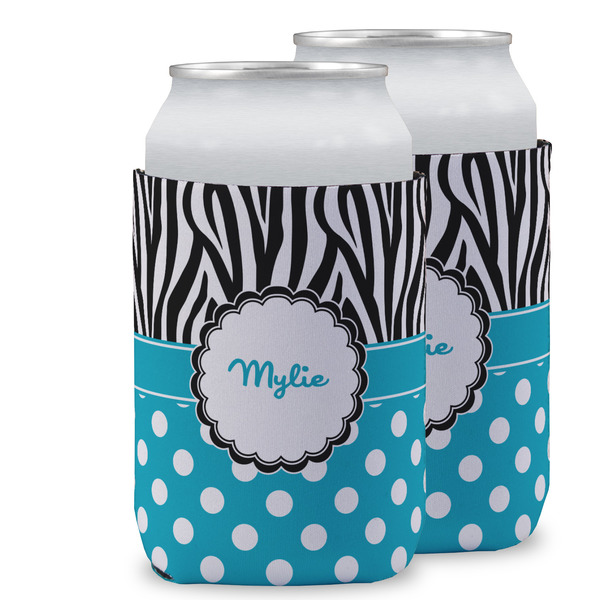 Custom Dots & Zebra Can Cooler (12 oz) w/ Name or Text