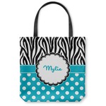 Dots & Zebra Canvas Tote Bag - Small - 13"x13" (Personalized)