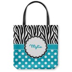Dots & Zebra Canvas Tote Bag - Large - 18"x18" (Personalized)
