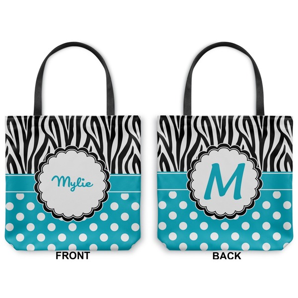 Dots & Zebra Canvas Tote - Front and Back