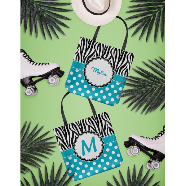 Dots & Zebra Canvas Tote Lifestyle Front and Back