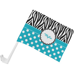 Dots & Zebra Car Flag - Small w/ Name or Text