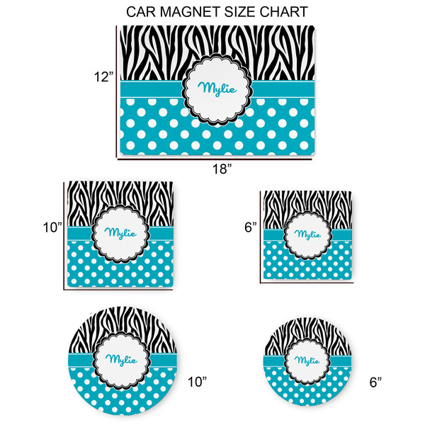 Dots & Zebra Car Magnets - SIZE CHART