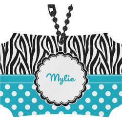 Dots & Zebra Rear View Mirror Ornament (Personalized)