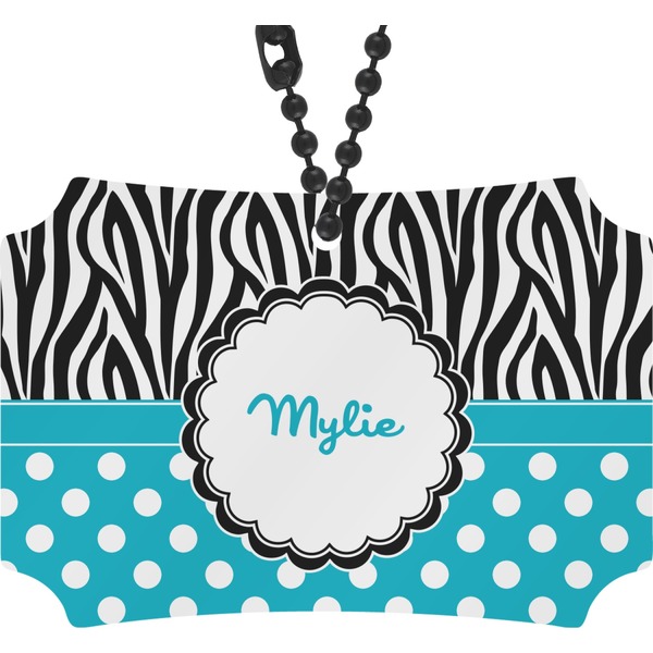 Custom Dots & Zebra Rear View Mirror Ornament (Personalized)