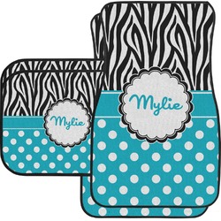 Dots & Zebra Car Floor Mats Set - 2 Front & 2 Back (Personalized)