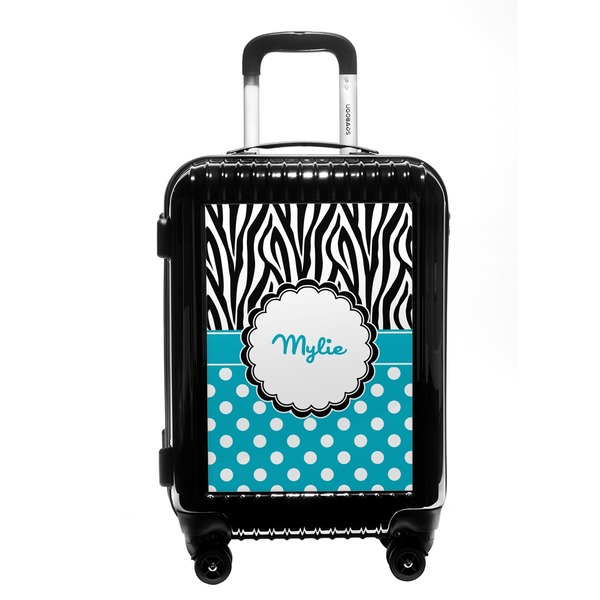 Custom Dots & Zebra Carry On Hard Shell Suitcase (Personalized)