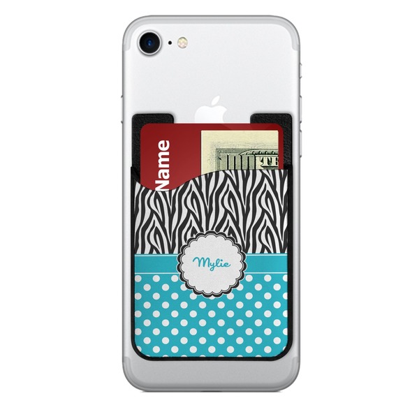 Custom Dots & Zebra 2-in-1 Cell Phone Credit Card Holder & Screen Cleaner (Personalized)