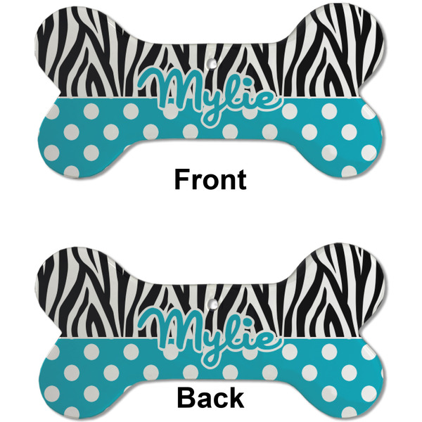Dots & Zebra Ceramic Flat Ornament - Bone Front & Back (APPROVAL)