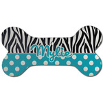 Dots & Zebra Ceramic Dog Ornament - Front w/ Name or Text