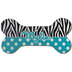 Dots & Zebra Ceramic Dog Ornament - Front w/ Name or Text