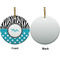 Dots & Zebra Ceramic Flat Ornament - Circle Front & Back (APPROVAL)