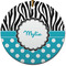 Dots & Zebra Round Ceramic Ornament w/ Name or Text