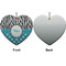Dots & Zebra Ceramic Flat Ornament - Heart Front & Back (APPROVAL)