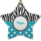 Dots & Zebra Ceramic Flat Ornament - Star (Front)