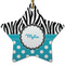 Dots & Zebra Star Ceramic Ornament w/ Name or Text