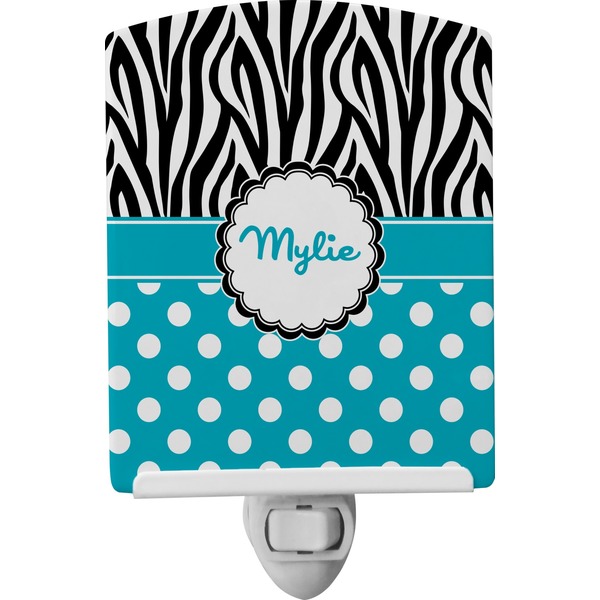 Custom Dots & Zebra Ceramic Night Light (Personalized)