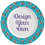 Dots & Zebra Ceramic Dinner Plates (Set of 4) (Personalized)