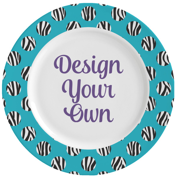 Custom Dots & Zebra Ceramic Dinner Plates (Set of 4) (Personalized)