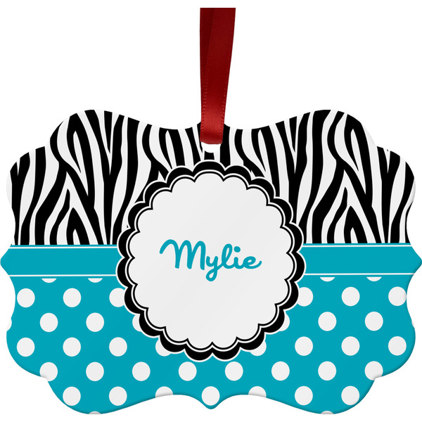 Dots & Zebra Christmas Ornament (Front View)
