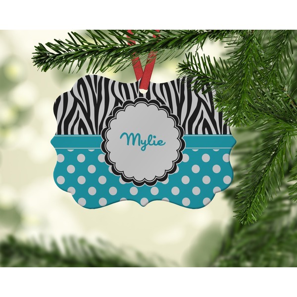 Dots & Zebra Christmas Ornament (On Tree)
