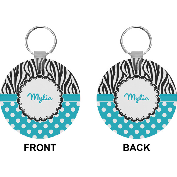 Dots & Zebra Circle Keychain (Front + Back)
