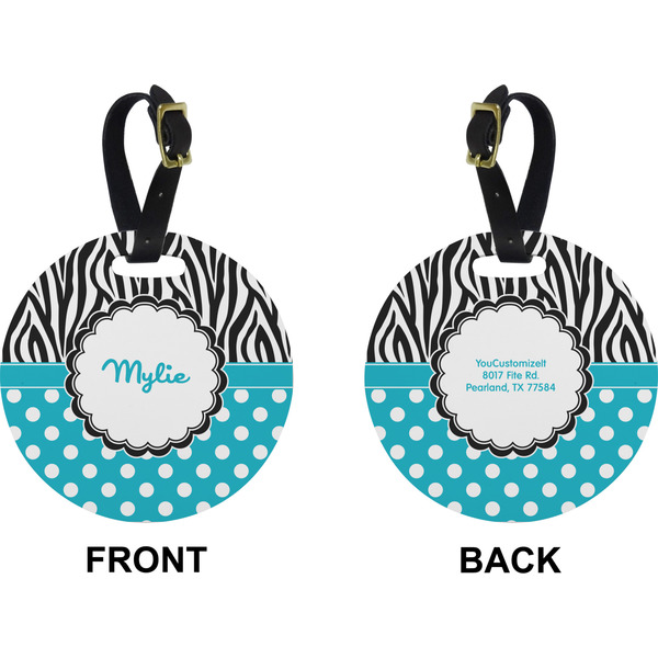 Dots & Zebra Circle Luggage Tag (Front + Back)