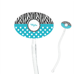 Dots & Zebra 7" Oval Plastic Stir Sticks - Clear (Personalized)